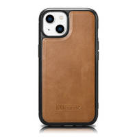 iCarer Leather Oil Wax etui pokryte naturalną skórą do iPhone 14 (kompatybilne z MagSafe) brązowy (WMI14220717-TN)