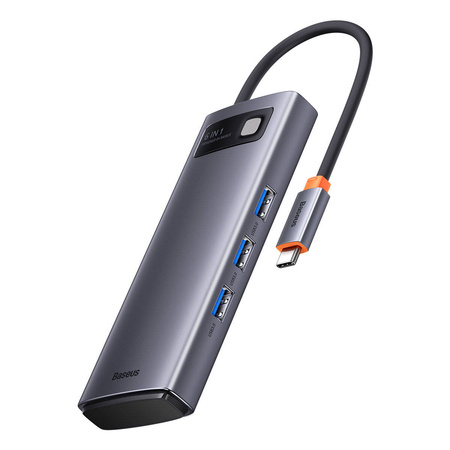 Baseus Metal Gleam 6w1 wielofunkcyjny hub USB Typ C - USB Typ C Power Delivery 100 W / 2x HDMI 4K 30 Hz / 3x USB 3.2 Gen 1 szary (WKWG030113)