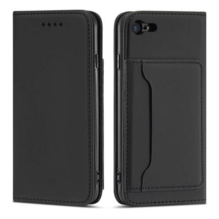 Magnet Card Case etui do iPhone SE 2022 / SE 2020 / iPhone 8 / iPhone 7 pokrowiec portfel na karty kartę podstawka czarny