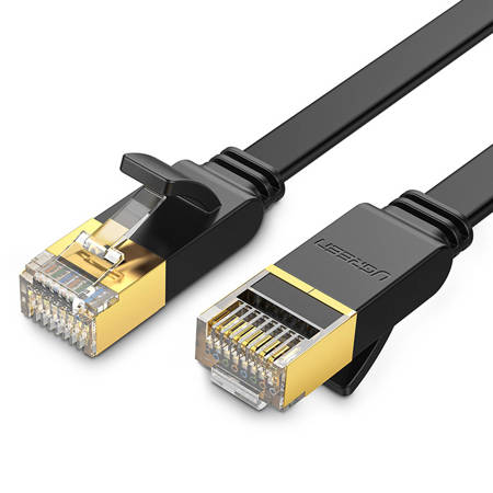 Ugreen kabel sieciowy internetowy Ethernet patchcord U/FTP Cat. 7 10Gb/s płaski 0.5m czarny (NW106)